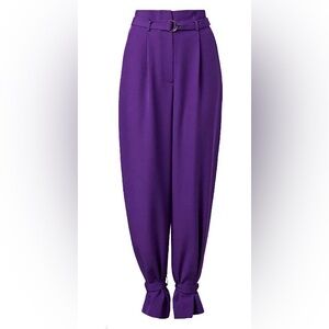 NWT Milly Sienna Cady Regalia Purple Belted High Rise Dress Club Y2K Crepe Pant